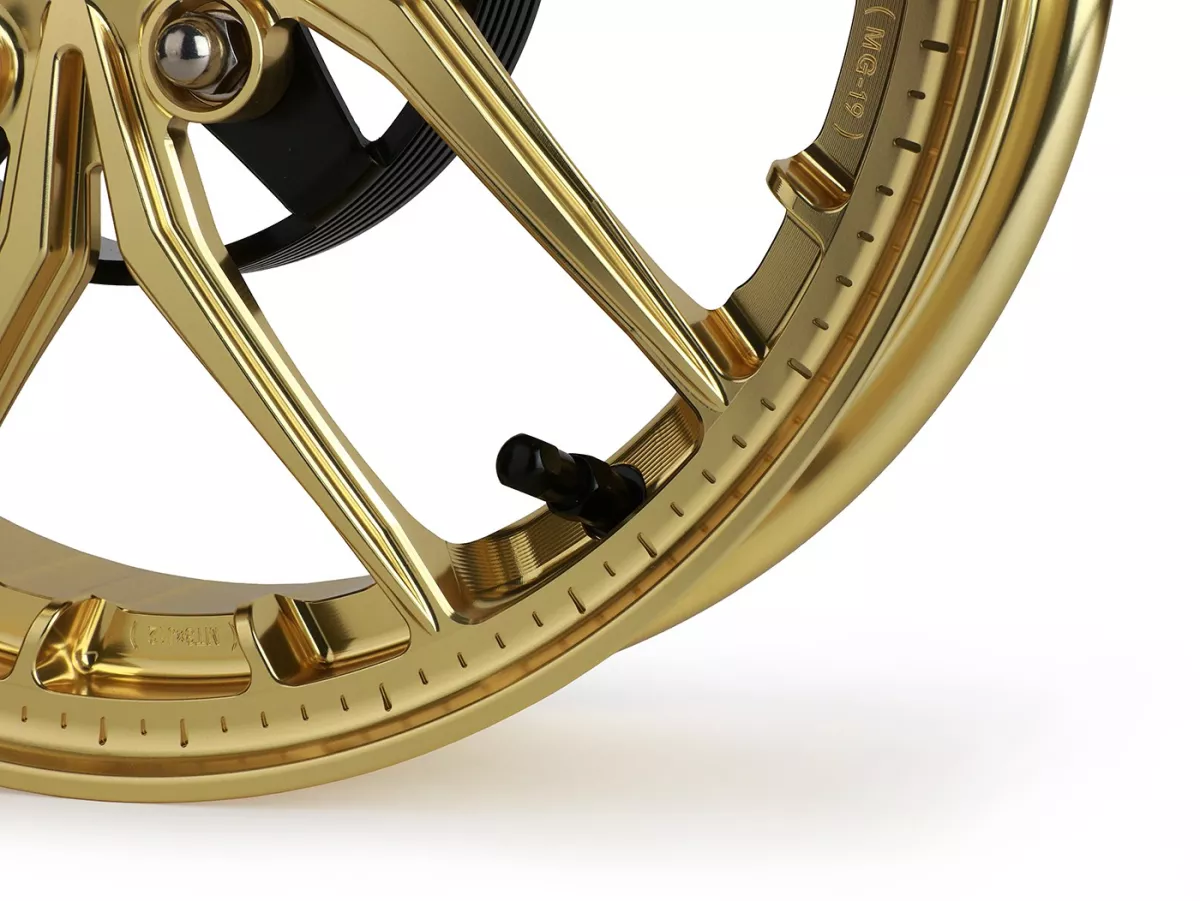 Wheel set Magic MG-19 3.00-12 inch, forged, gold for Vespa GTS/GTS Super/GTV/GT 60/GT/GT L 125-310, Sprint/Primavera 125-150
