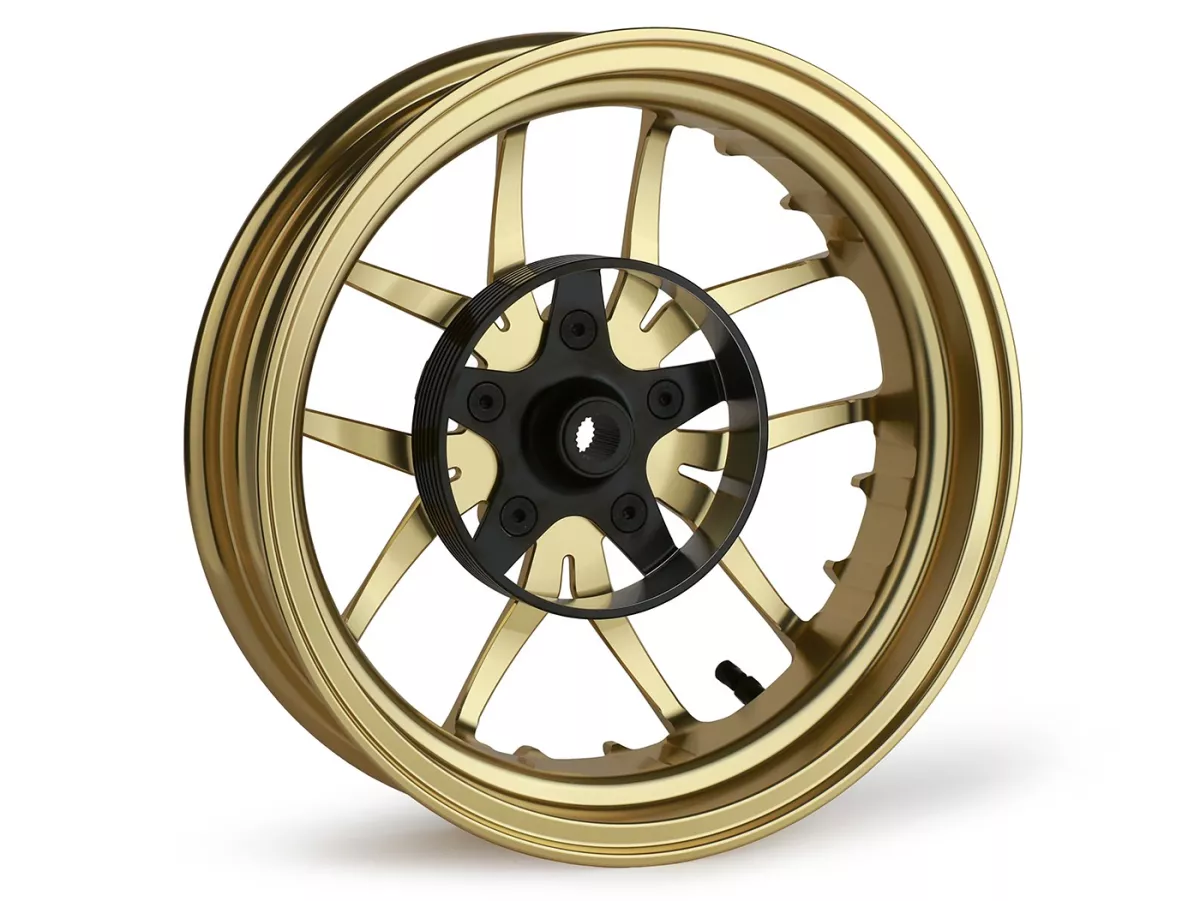 Wheel set Magic MG-19 3.00-12 inch, forged, gold for Vespa GTS/GTS Super/GTV/GT 60/GT/GT L 125-310, Sprint/Primavera 125-150