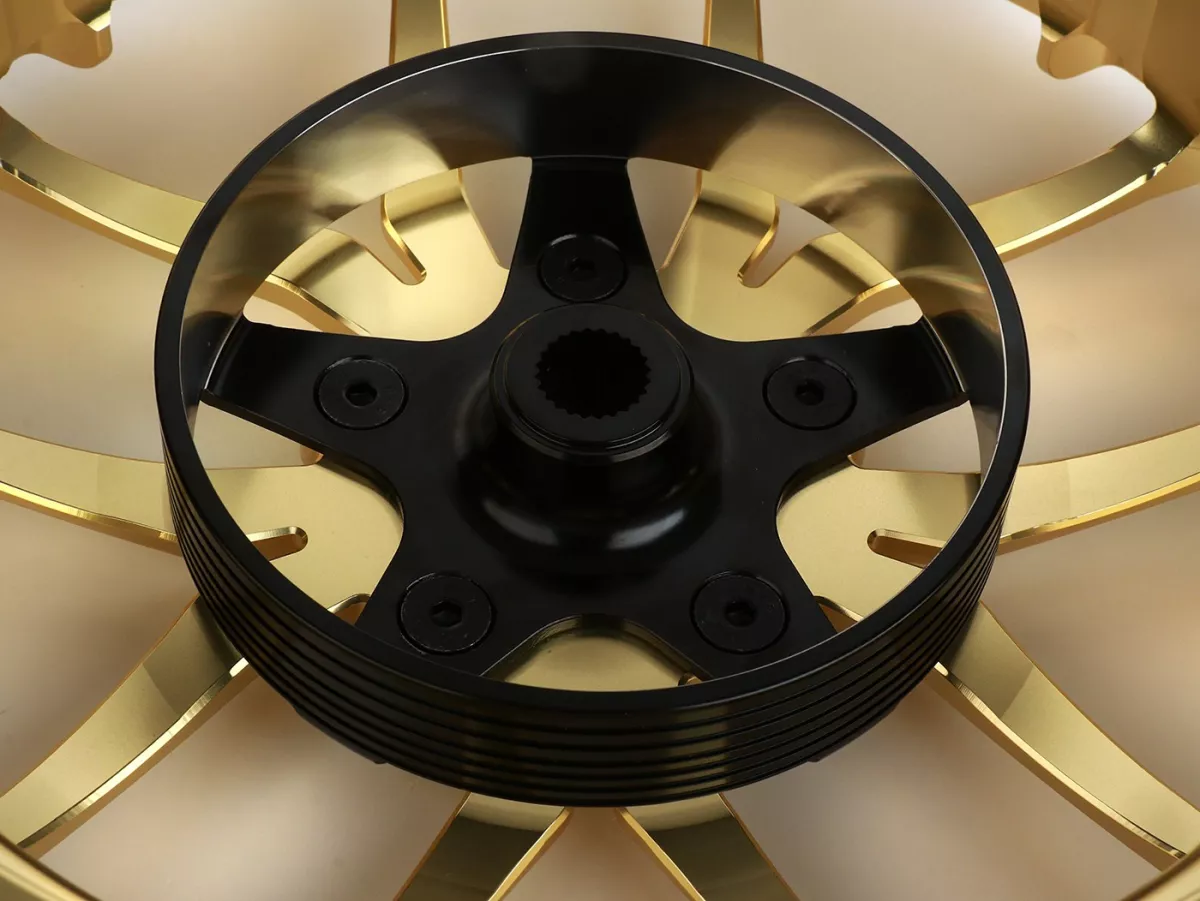 Wheel set Magic MG-19 3.00-12 inch, forged, gold for Vespa GTS/GTS Super/GTV/GT 60/GT/GT L 125-310, Sprint/Primavera 125-150