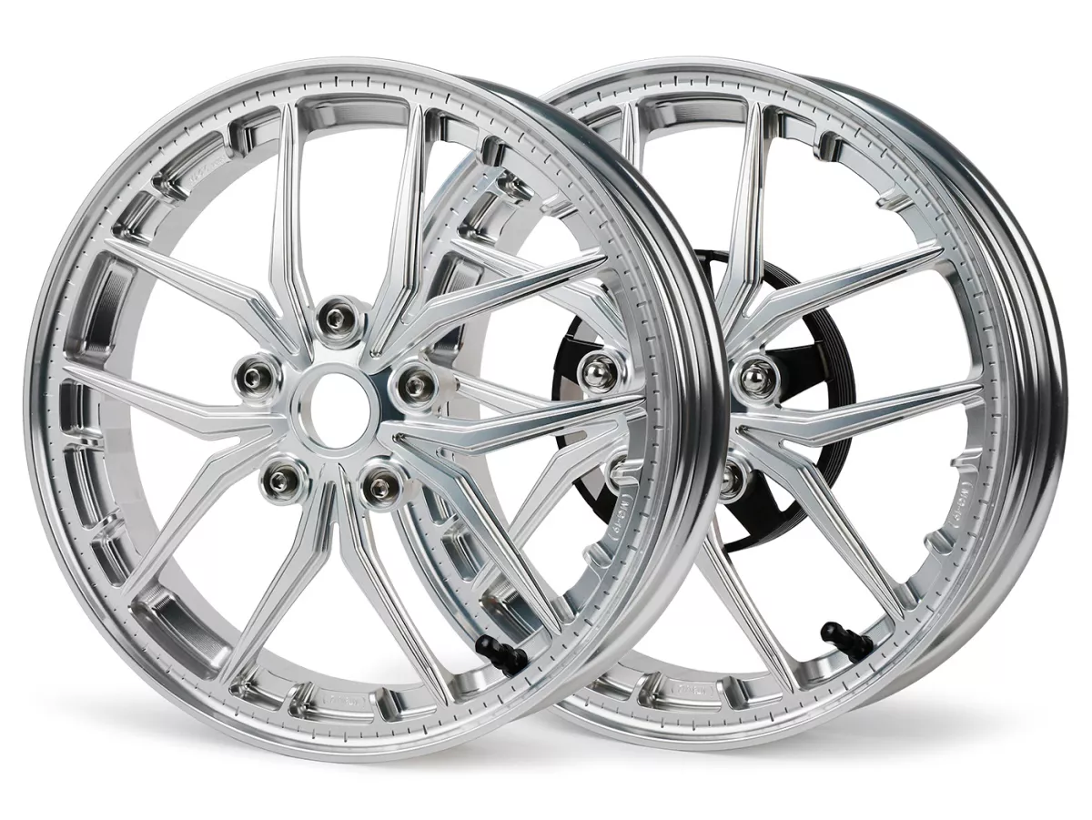 Juego de ruedas Magic MG-19 3,00-12 pulgadas, forjadas, plata para Vespa GTS/GTS Super/GTV/GT 60/GT/GT L 125-310, Sprint/Primavera 125-150