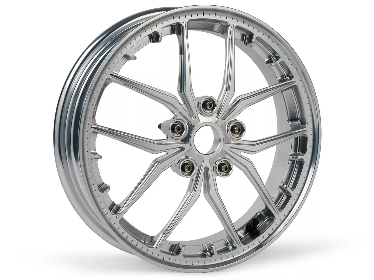 Juego de ruedas Magic MG-19 3,00-12 pulgadas, forjadas, plata para Vespa GTS/GTS Super/GTV/GT 60/GT/GT L 125-310, Sprint/Primavera 125-150