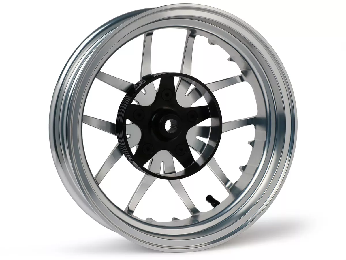 Juego de ruedas Magic MG-19 3,00-12 pulgadas, forjadas, plata para Vespa GTS/GTS Super/GTV/GT 60/GT/GT L 125-310, Sprint/Primavera 125-150