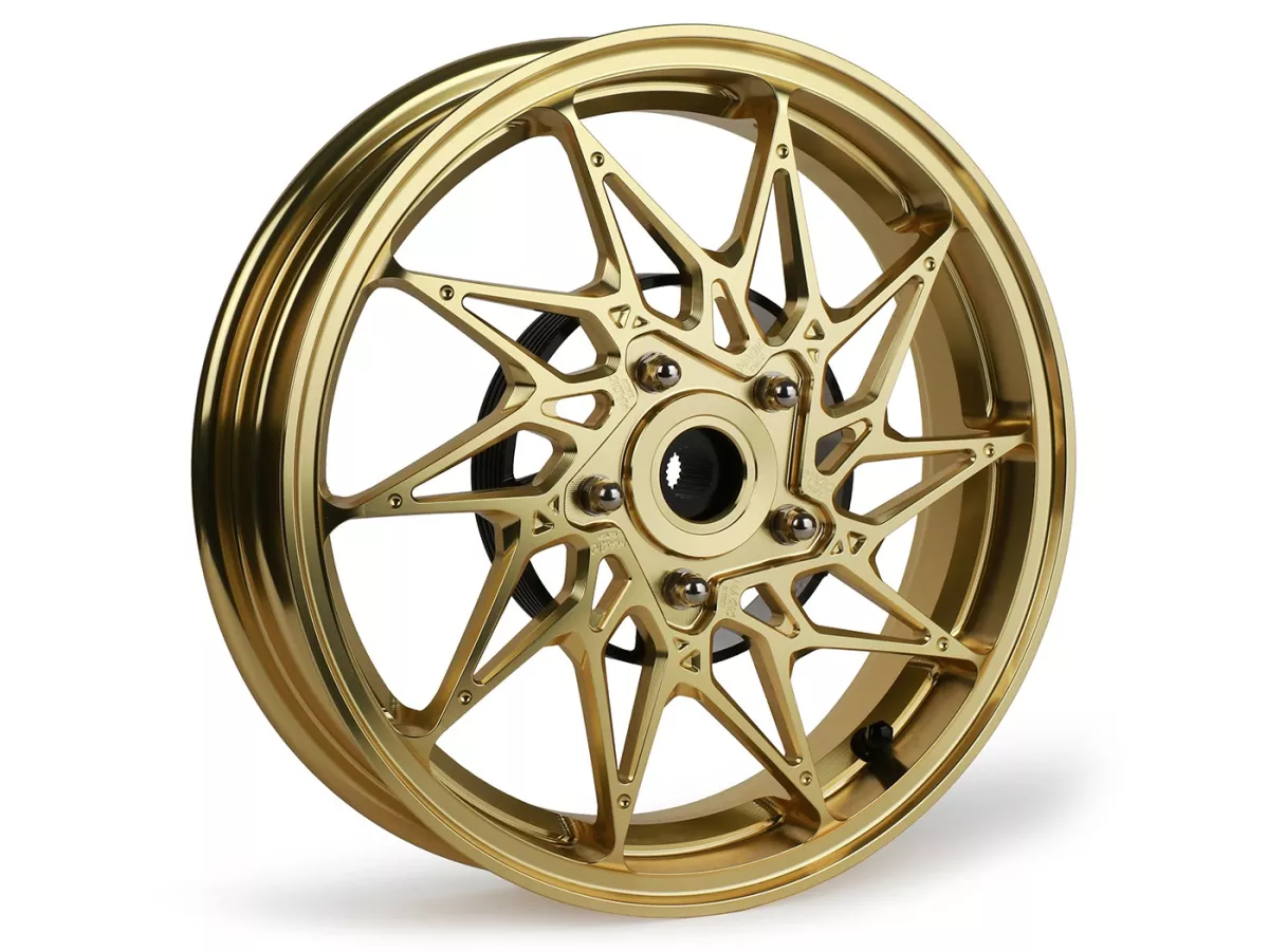 Hjulsats Magic MG-20 3,00-12 tum, smidd, guld till Vespa GTS/GTS Super/GTV/GT 60/GT/GT L 125-310, Sprint/Primavera 125-150