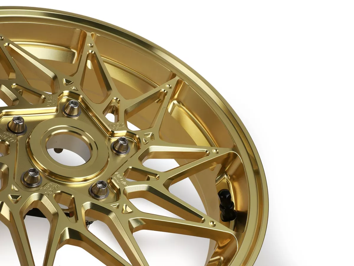 Hjulsats Magic MG-20 3,00-12 tum, smidd, guld till Vespa GTS/GTS Super/GTV/GT 60/GT/GT L 125-310, Sprint/Primavera 125-150