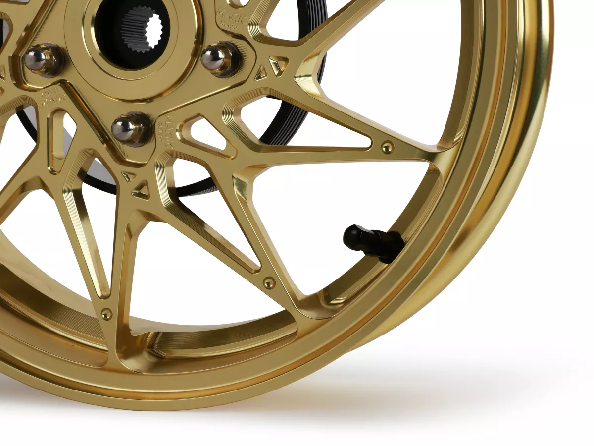 Hjulsats Magic MG-20 3,00-12 tum, smidd, guld till Vespa GTS/GTS Super/GTV/GT 60/GT/GT L 125-310, Sprint/Primavera 125-150