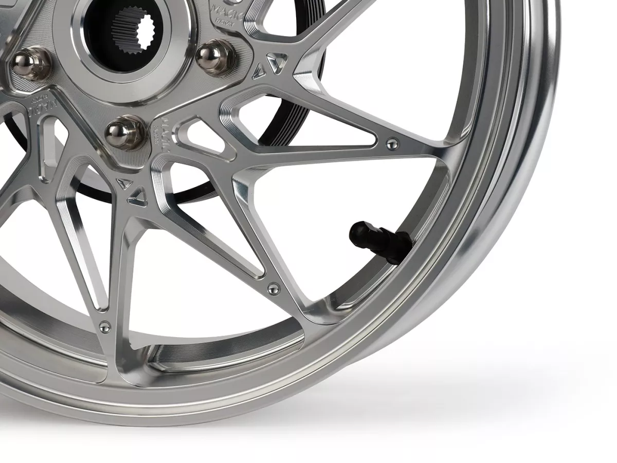 Juego de ruedas Magic MG-20 3,00-12 pulgadas, forjadas, plata para Vespa GTS/GTS Super/GTV/GT 60/GT/GT L 125-310, Sprint/Primavera 125-150