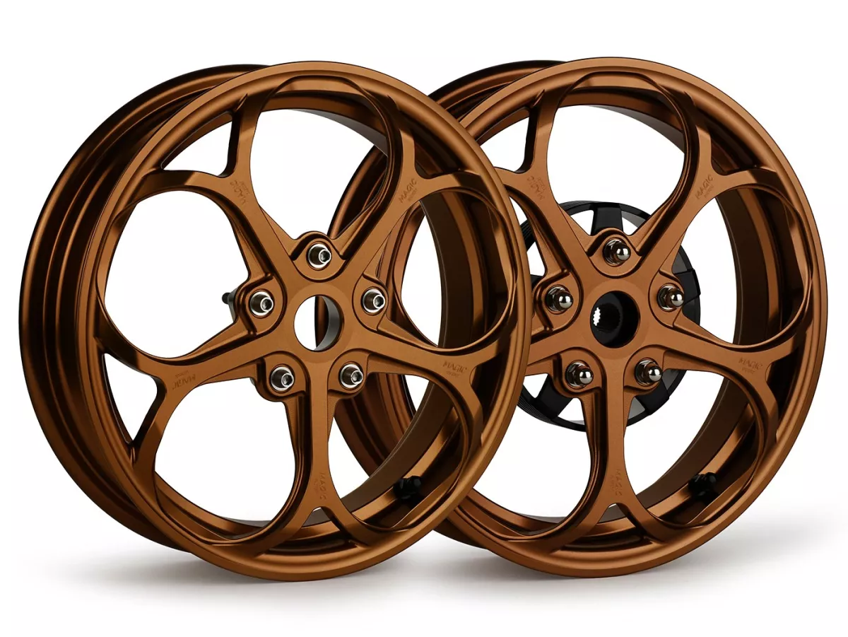 Wheel set Magic MG-21 3.00-12 inch, forged, bronze for Vespa GTS/GTS Super/GTV/GT 60/GT/GT L 125-310, Sprint/Primavera 125-150