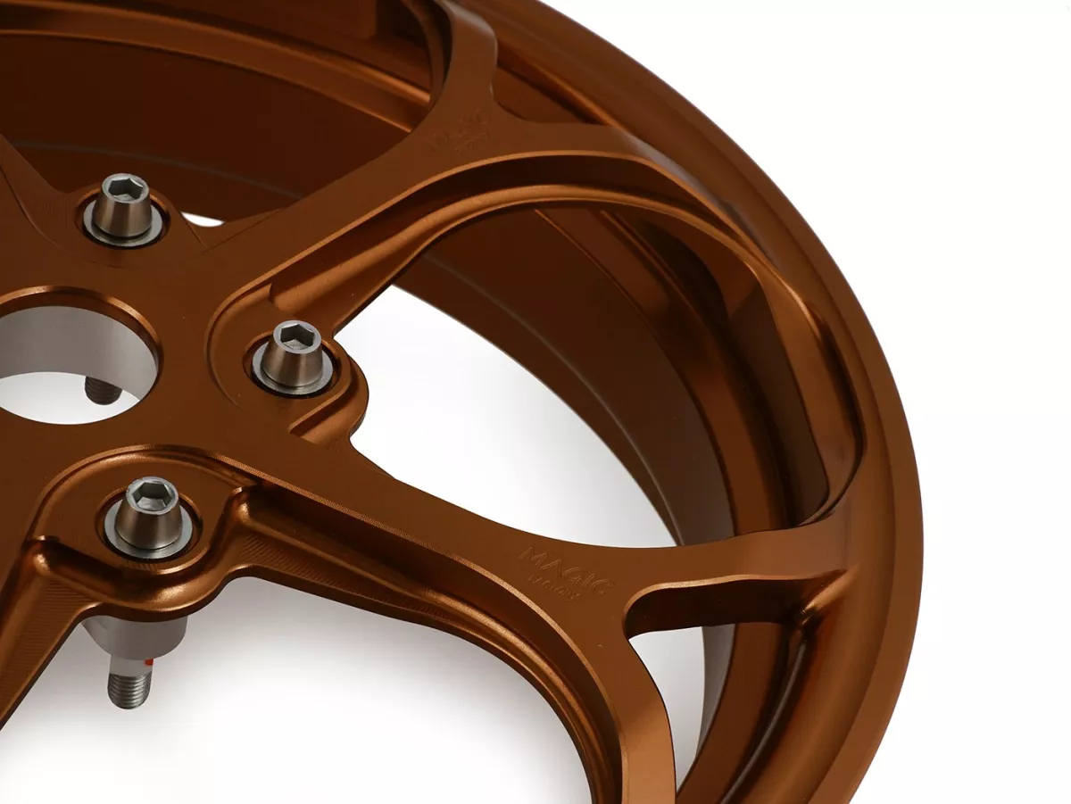 Wheel set Magic MG-21 3.00-12 inch, forged, bronze for Vespa GTS/GTS Super/GTV/GT 60/GT/GT L 125-310, Sprint/Primavera 125-150