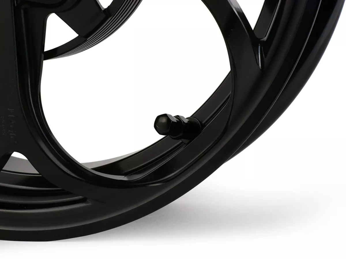 Set roda Magic MG-21 3.00-12 inci, tempa, hitam untuk Vespa GTS/GTS Super/GTV/GT 60/GT/GT L 125-310, Sprint/Primavera 125-150