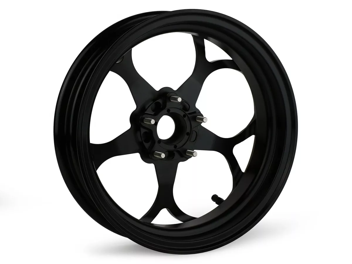 Set roda Magic MG-21 3.00-12 inci, tempa, hitam untuk Vespa GTS/GTS Super/GTV/GT 60/GT/GT L 125-310, Sprint/Primavera 125-150