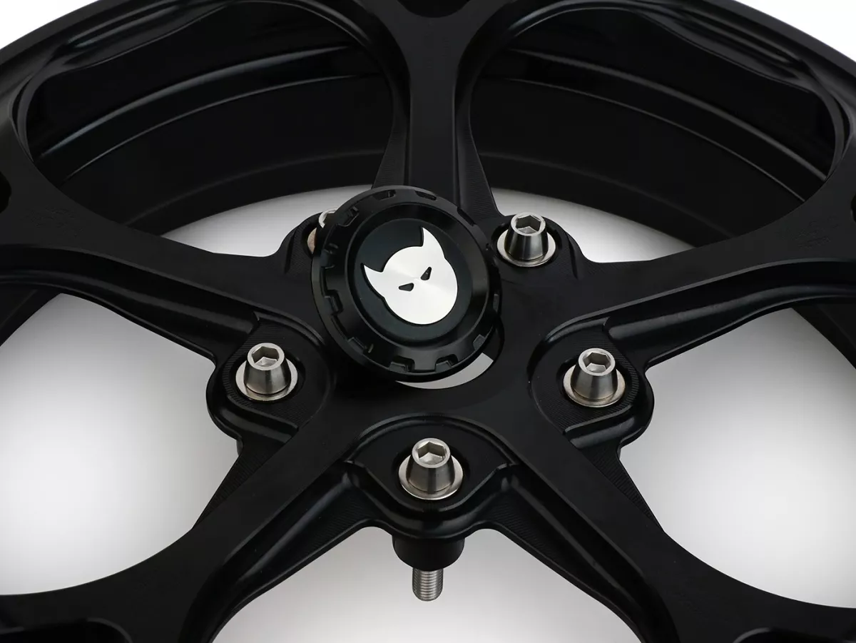 Set roda Magic MG-21 3.00-12 inci, tempa, hitam untuk Vespa GTS/GTS Super/GTV/GT 60/GT/GT L 125-310, Sprint/Primavera 125-150