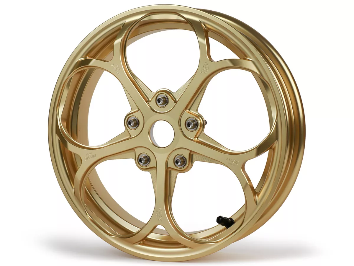 Wheel set Magic MG-21 3.00-12 inch, forged, gold for Vespa GTS/GTS Super/GTV/GT 60/GT/GT L 125-310, Sprint/Primavera 125-150