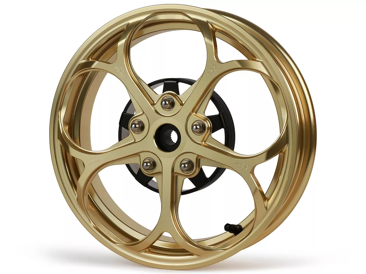 Wheel set Magic MG-21 3.00-12 inch, forged, gold for Vespa GTS/GTS Super/GTV/GT 60/GT/GT L 125-310, Sprint/Primavera 125-150