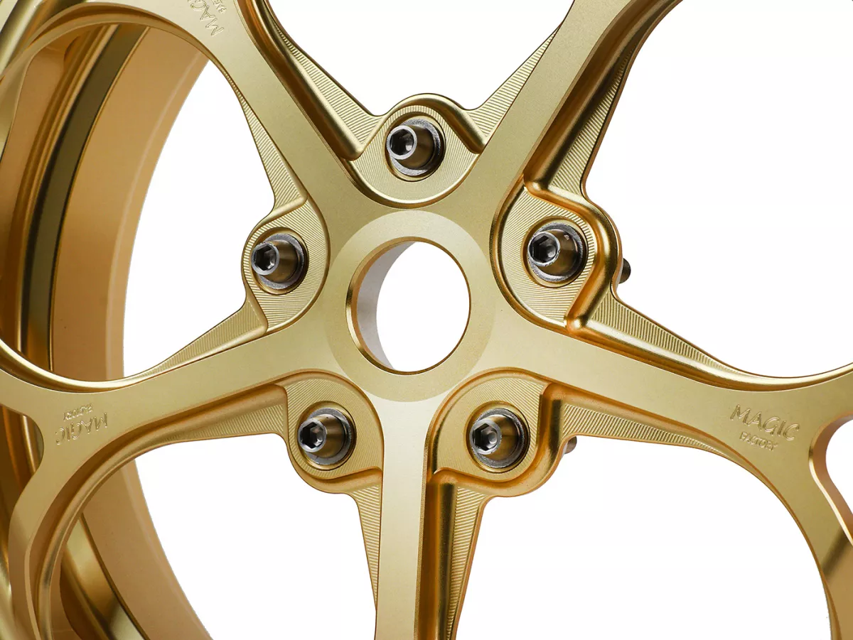 Wheel set Magic MG-21 3.00-12 inch, forged, gold for Vespa GTS/GTS Super/GTV/GT 60/GT/GT L 125-310, Sprint/Primavera 125-150