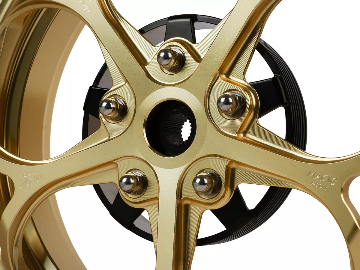 Wheel set Magic MG-21 3.00-12 inch, forged, gold for Vespa GTS/GTS Super/GTV/GT 60/GT/GT L 125-310, Sprint/Primavera 125-150