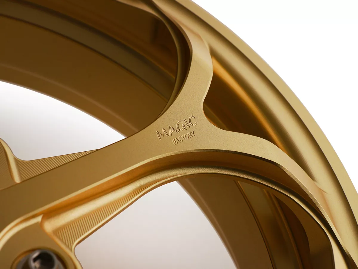 Wheel set Magic MG-21 3.00-12 inch, forged, gold for Vespa GTS/GTS Super/GTV/GT 60/GT/GT L 125-310, Sprint/Primavera 125-150