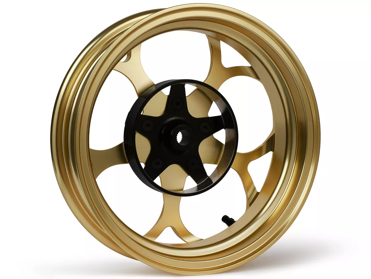 Wheel set Magic MG-21 3.00-12 inch, forged, gold for Vespa GTS/GTS Super/GTV/GT 60/GT/GT L 125-310, Sprint/Primavera 125-150
