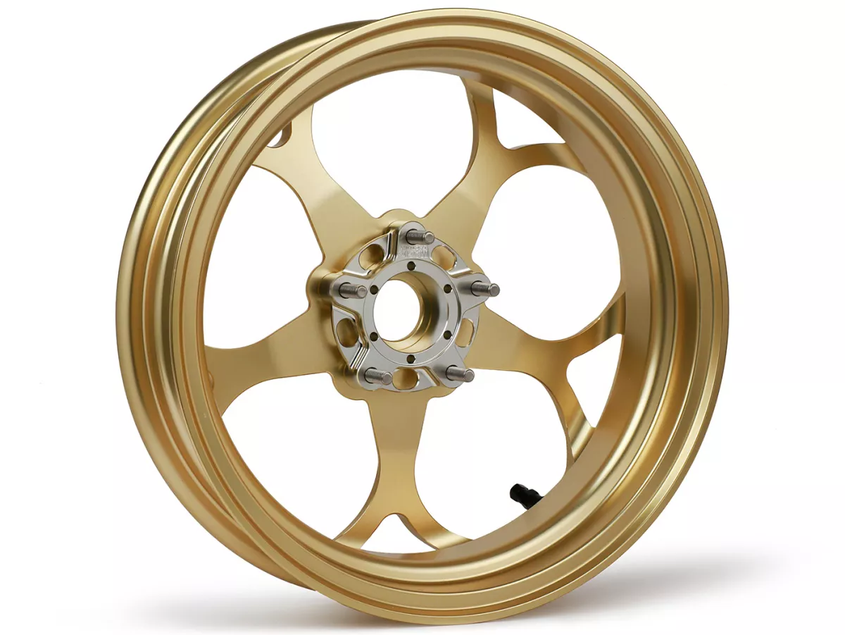 Wheel set Magic MG-21 3.00-12 inch, forged, gold for Vespa GTS/GTS Super/GTV/GT 60/GT/GT L 125-310, Sprint/Primavera 125-150