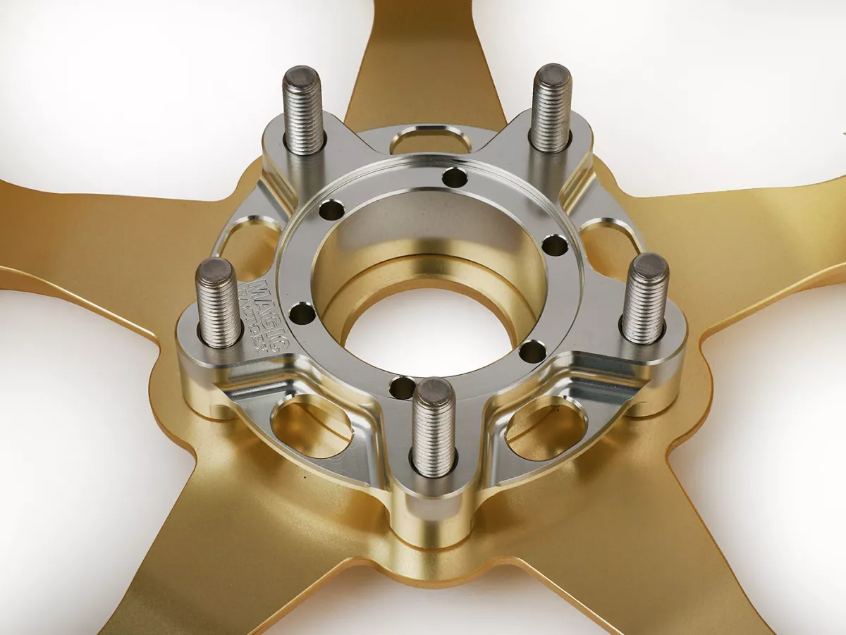 Wheel set Magic MG-21 3.00-12 inch, forged, gold for Vespa GTS/GTS Super/GTV/GT 60/GT/GT L 125-310, Sprint/Primavera 125-150