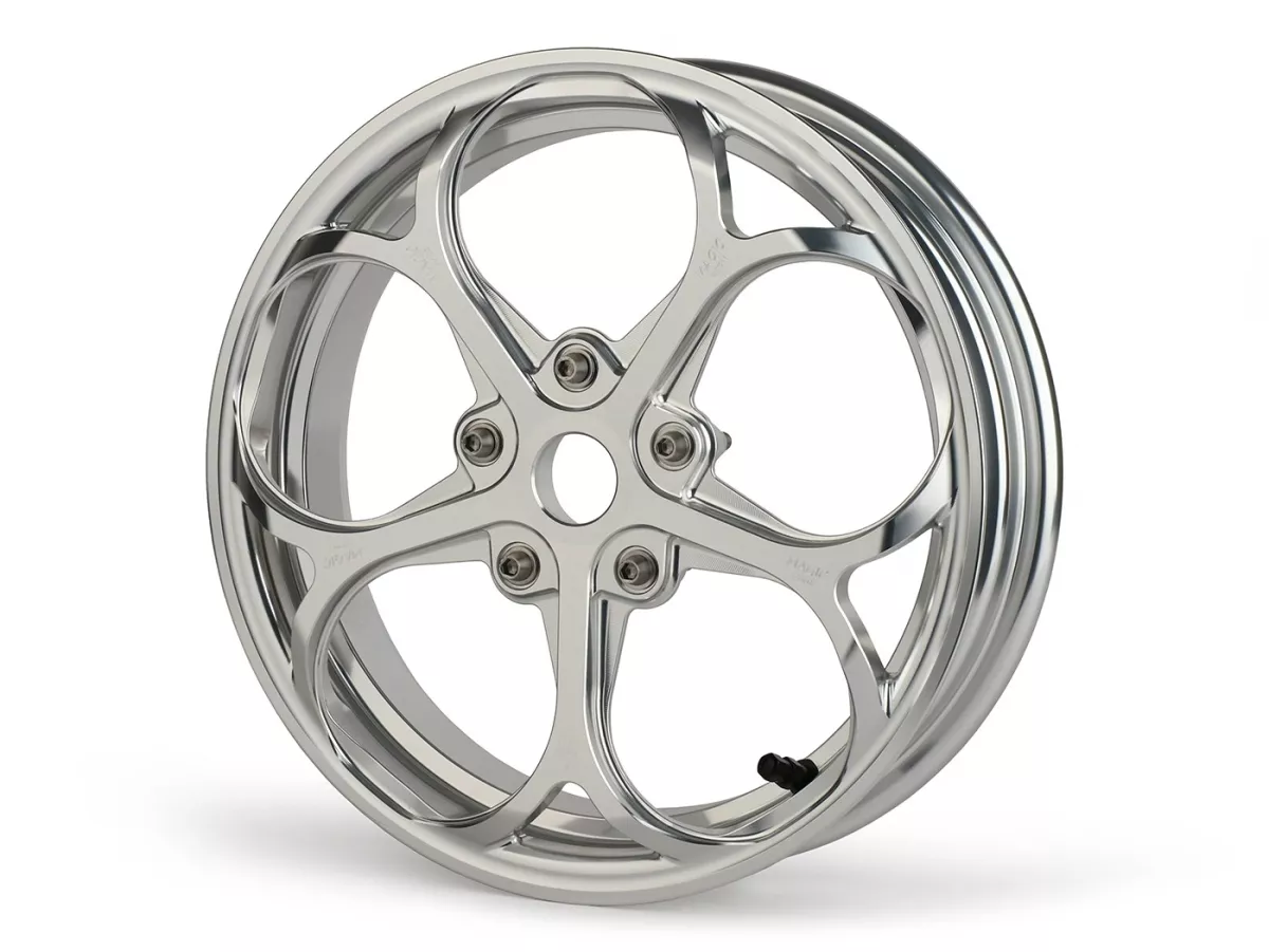 Set roda Magic MG-21 3.00-12 inci, ditempa, perak untuk Vespa GTS/GTS Super/GTV/GT 60/GT/GT L 125-310, Sprint/Primavera 125-150