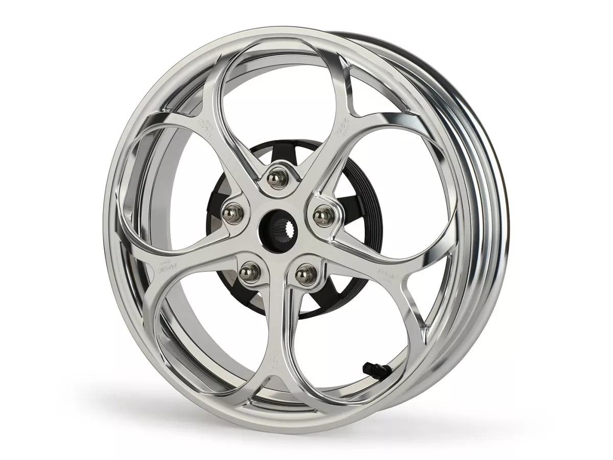 Set roda Magic MG-21 3.00-12 inci, ditempa, perak untuk Vespa GTS/GTS Super/GTV/GT 60/GT/GT L 125-310, Sprint/Primavera 125-150