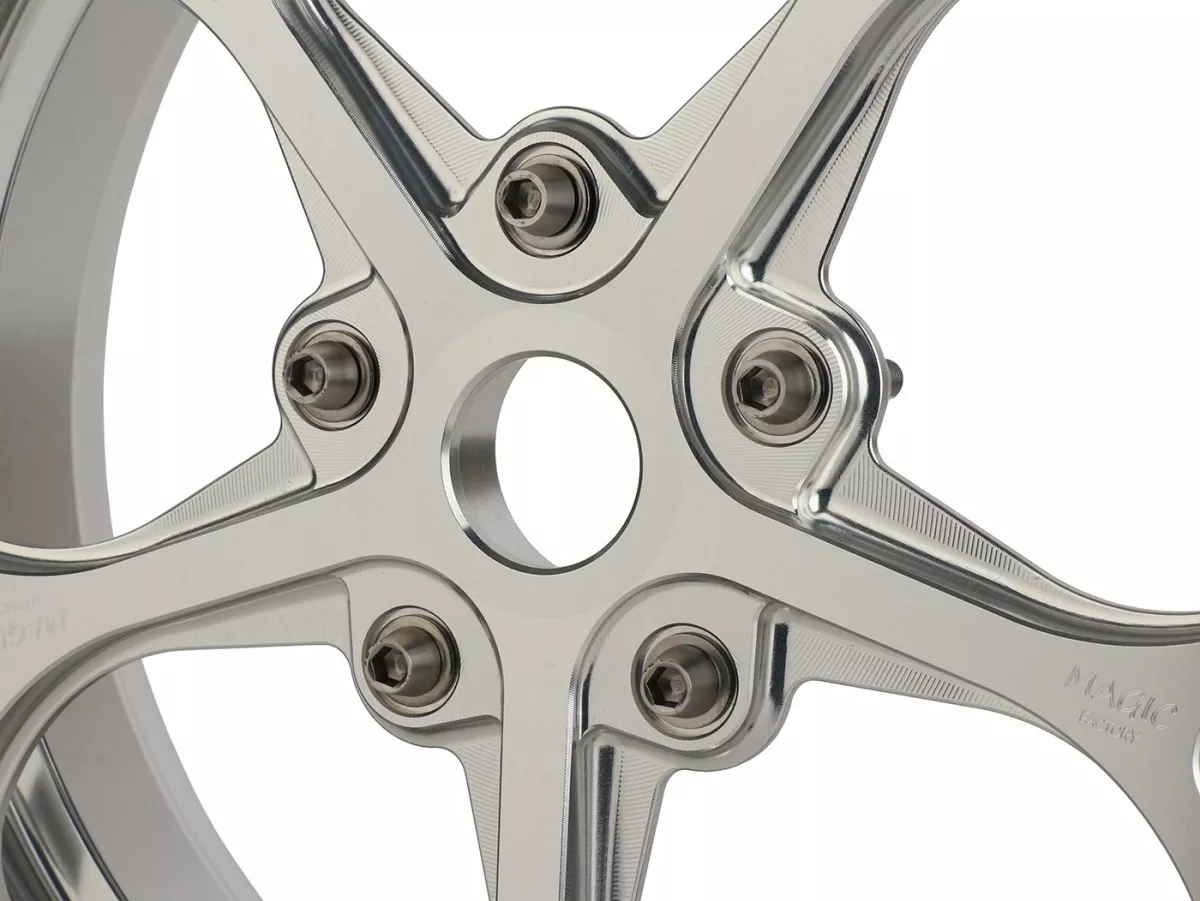 Set roda Magic MG-21 3.00-12 inci, ditempa, perak untuk Vespa GTS/GTS Super/GTV/GT 60/GT/GT L 125-310, Sprint/Primavera 125-150