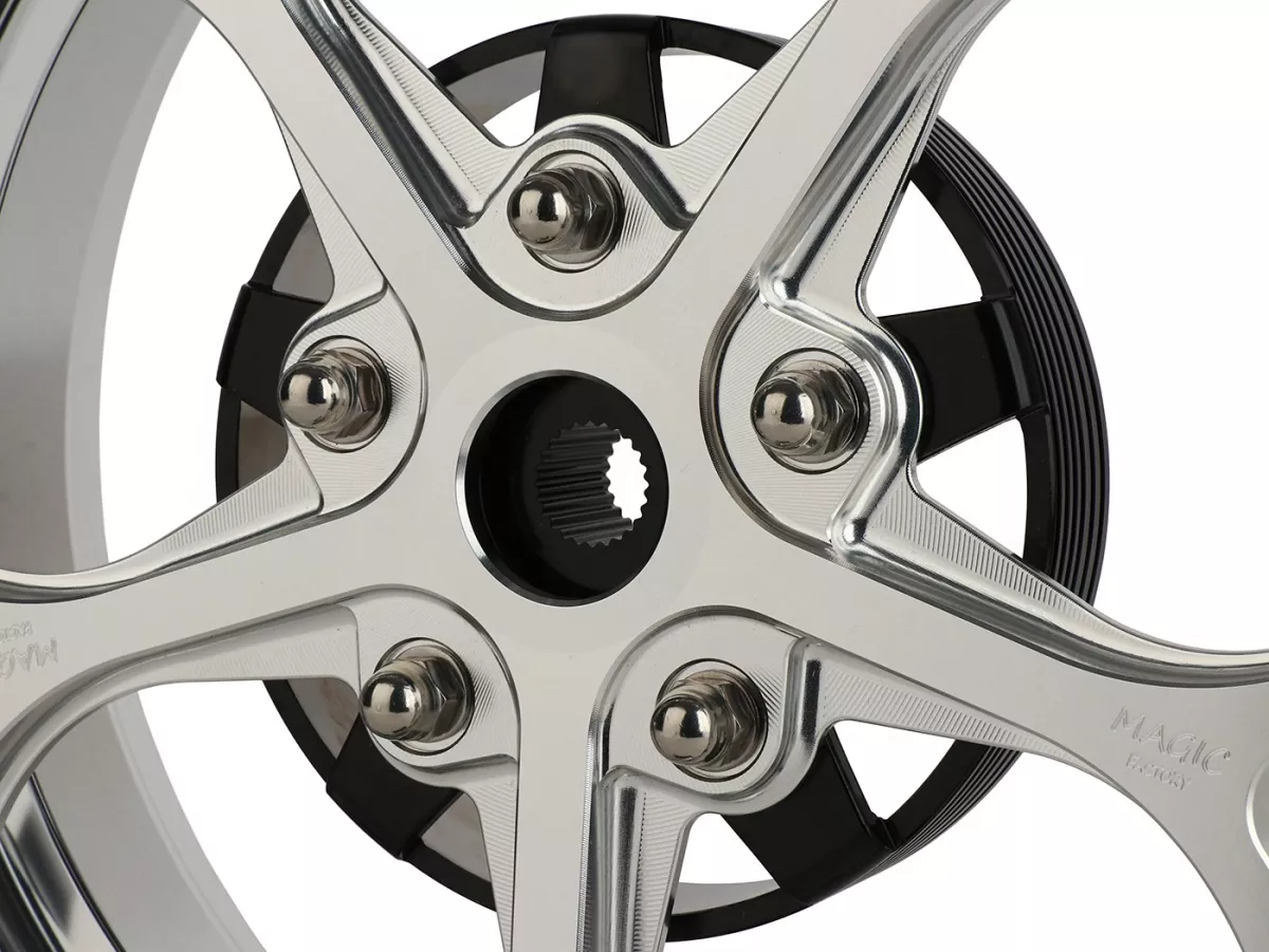 Set roda Magic MG-21 3.00-12 inci, ditempa, perak untuk Vespa GTS/GTS Super/GTV/GT 60/GT/GT L 125-310, Sprint/Primavera 125-150