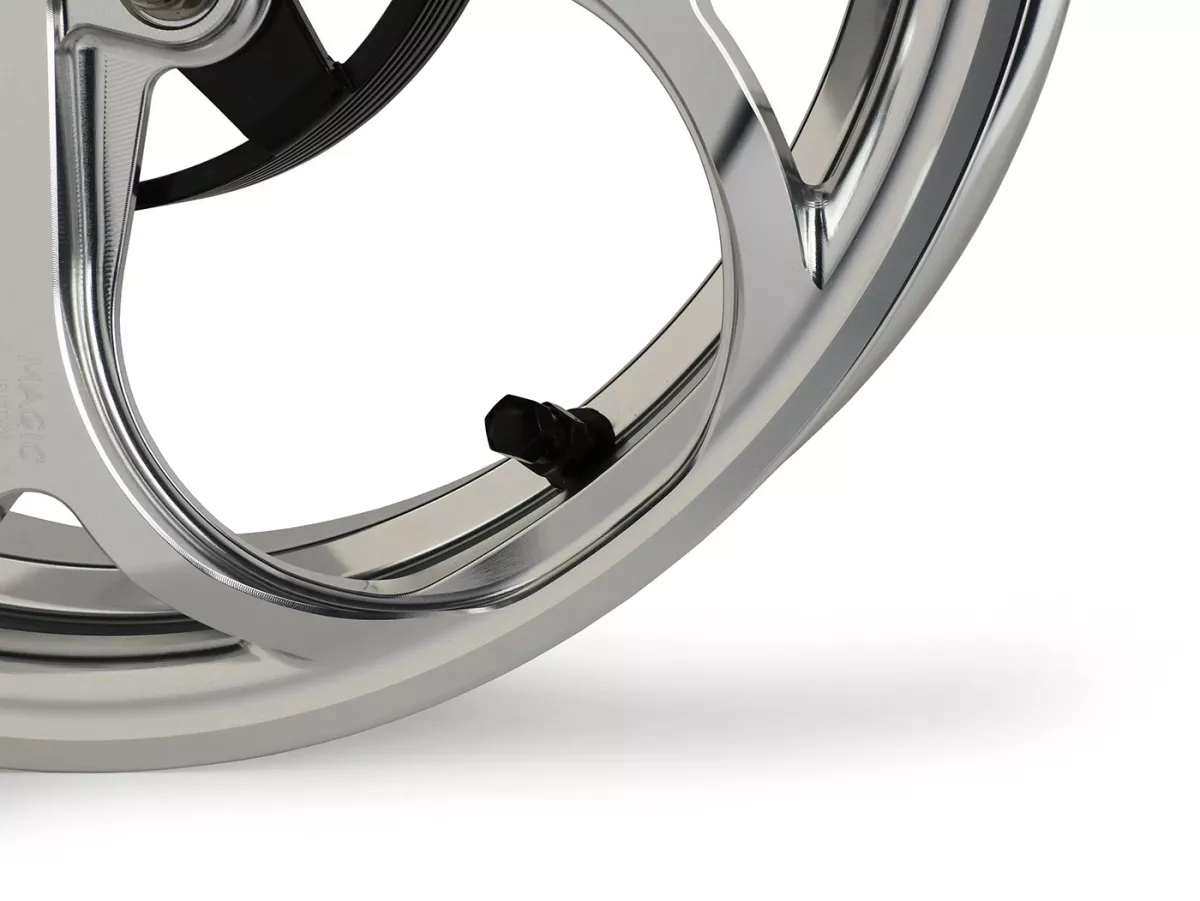 Set roda Magic MG-21 3.00-12 inci, ditempa, perak untuk Vespa GTS/GTS Super/GTV/GT 60/GT/GT L 125-310, Sprint/Primavera 125-150