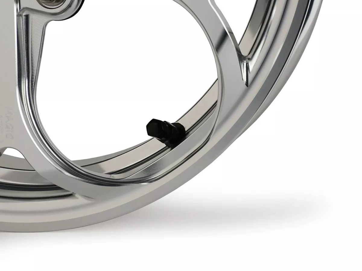 Set roda Magic MG-21 3.00-12 inci, ditempa, perak untuk Vespa GTS/GTS Super/GTV/GT 60/GT/GT L 125-310, Sprint/Primavera 125-150