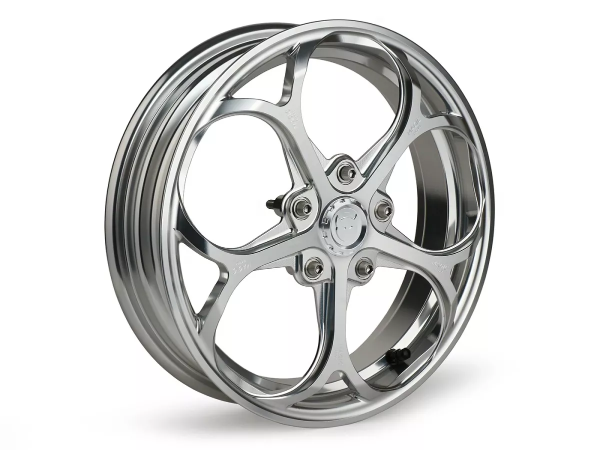 Set roda Magic MG-21 3.00-12 inci, ditempa, perak untuk Vespa GTS/GTS Super/GTV/GT 60/GT/GT L 125-310, Sprint/Primavera 125-150