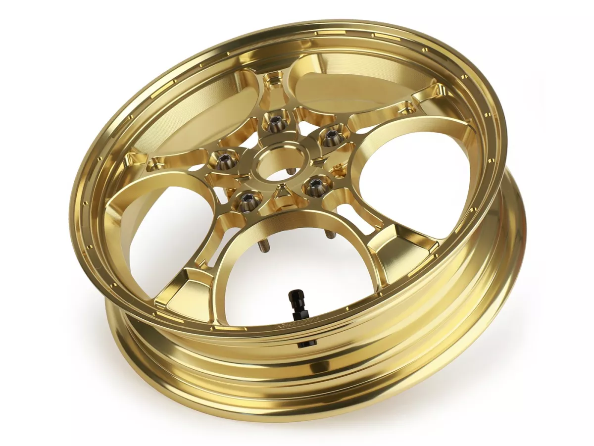 Felgen-Set Magic MG-26 3.00-12 Zoll, geschmiedet, golden für Vespa GTS/GTS Super/GTV/GT 60/GT/GT L 125-310, Sprint/Primavera 125-150