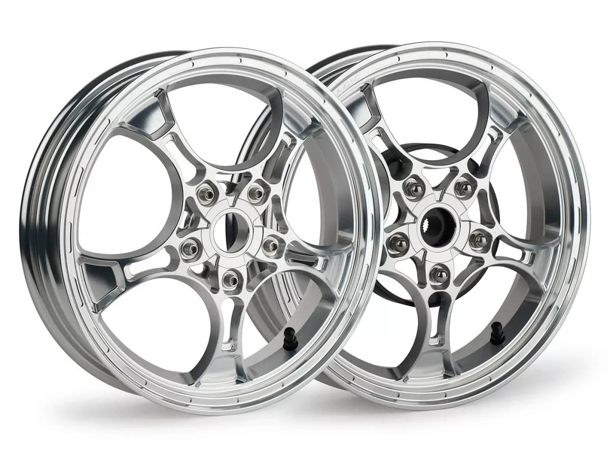 Felgen-Set Magic MG-26 3.00-12 Zoll, geschmiedet, silbern für Vespa GTS/GTS Super/GTV/GT 60/GT/GT L 125-310, Sprint/Primavera 125-150