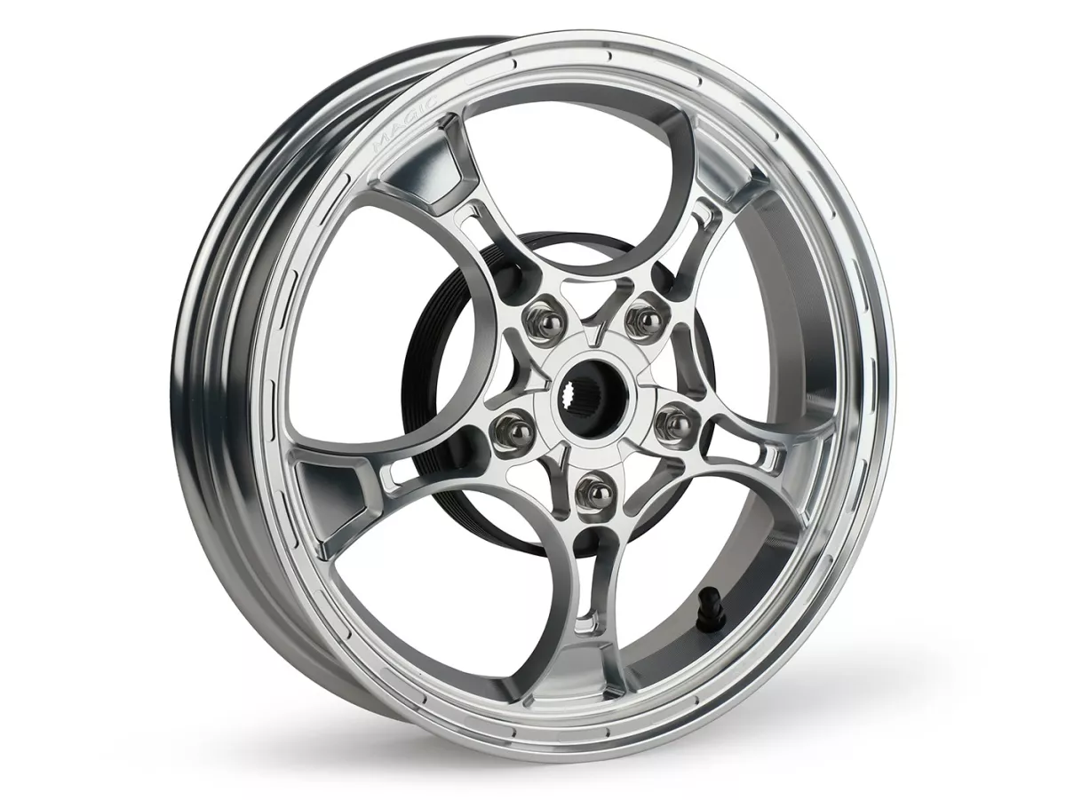 Felgen-Set Magic MG-26 3.00-12 Zoll, geschmiedet, silbern für Vespa GTS/GTS Super/GTV/GT 60/GT/GT L 125-310, Sprint/Primavera 125-150