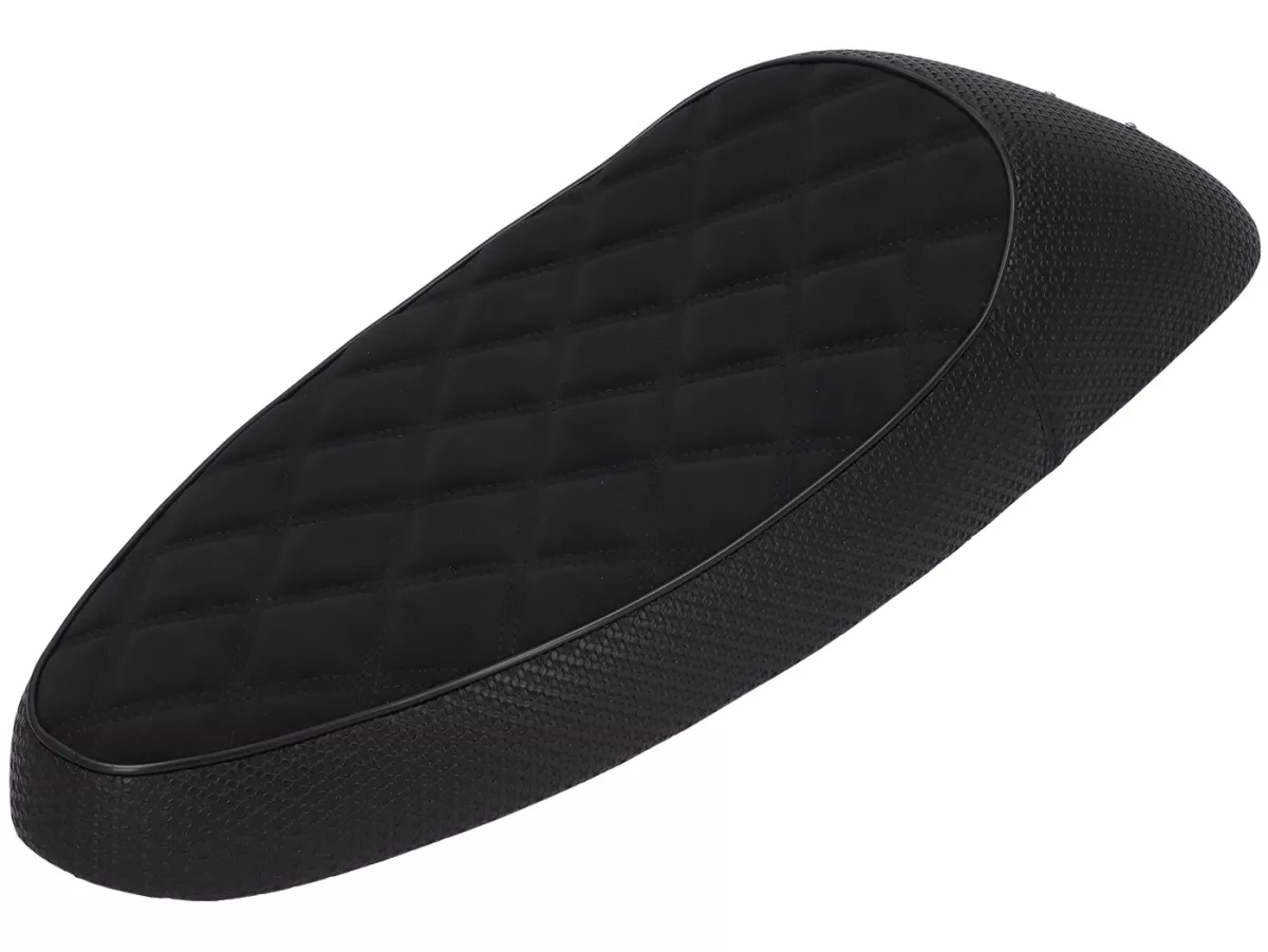 Selle -NISA Black Girl (Corps PVC)- Vespa Largeframe avec bouchon de réservoir rabattable - Vespa PX ancienne, Sprint, TS, GT/GTR, Super, VNA, VNB, VBA, VBB - Noir