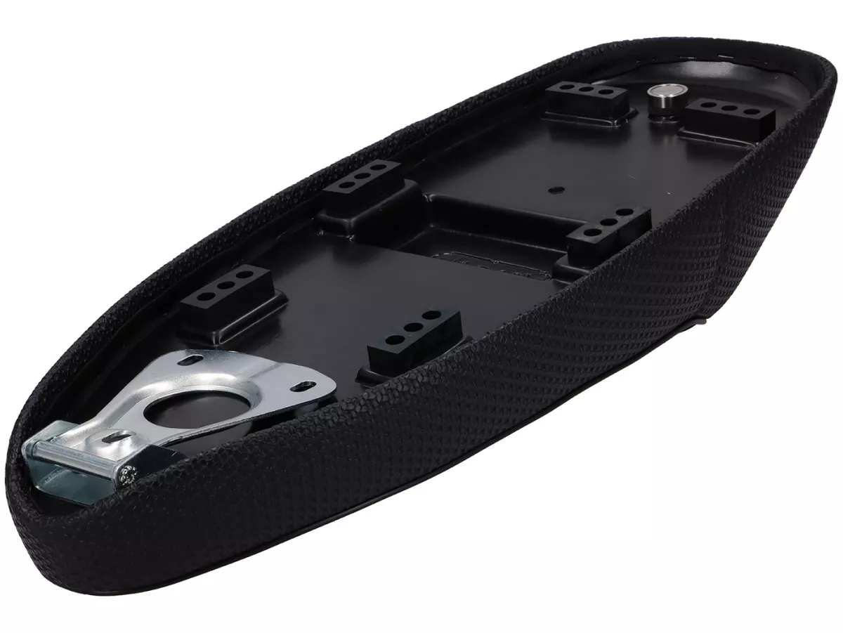 Selle -NISA Black Girl (Corps PVC)- Vespa Largeframe avec bouchon de réservoir rabattable - Vespa PX ancienne, Sprint, TS, GT/GTR, Super, VNA, VNB, VBA, VBB - Noir