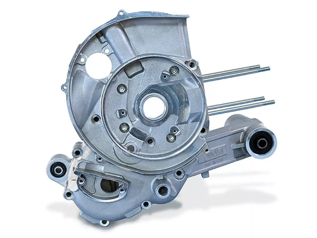 Motorhus – POLINI membraninsug – Vespa PX125/150 Elestart, Motovespa PX125 Iris (99M), PX150 Iris (75M), 125 CL (9CL), 150 CL (9NC) – kan användas som ersättning för det ursprungliga Piaggio-motorhuset