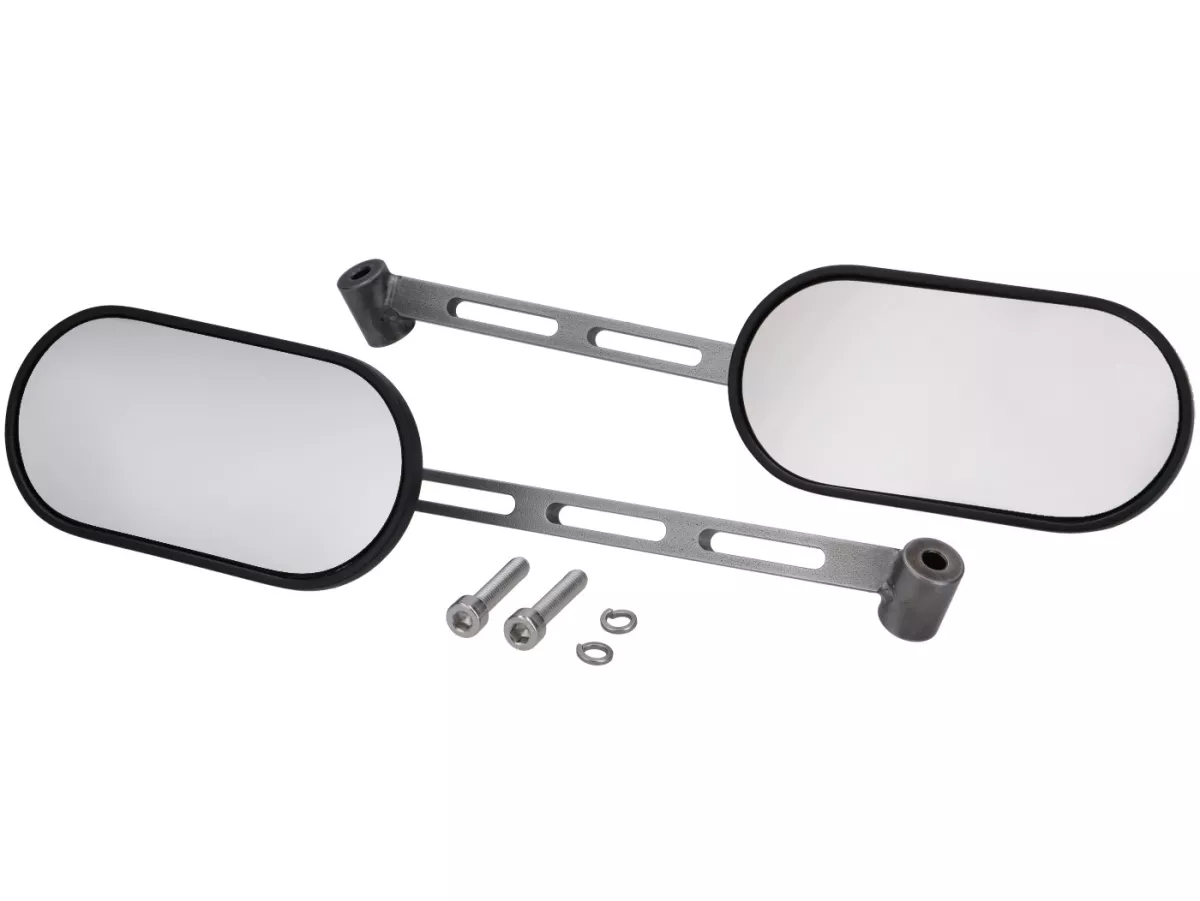Set di specchietti sotto il manubrio -STD ScooterTec- Alluminio CNC per Royal Alloy GT, GP, TG - Materiale/colore: acciaio lucidato, superficie verniciata