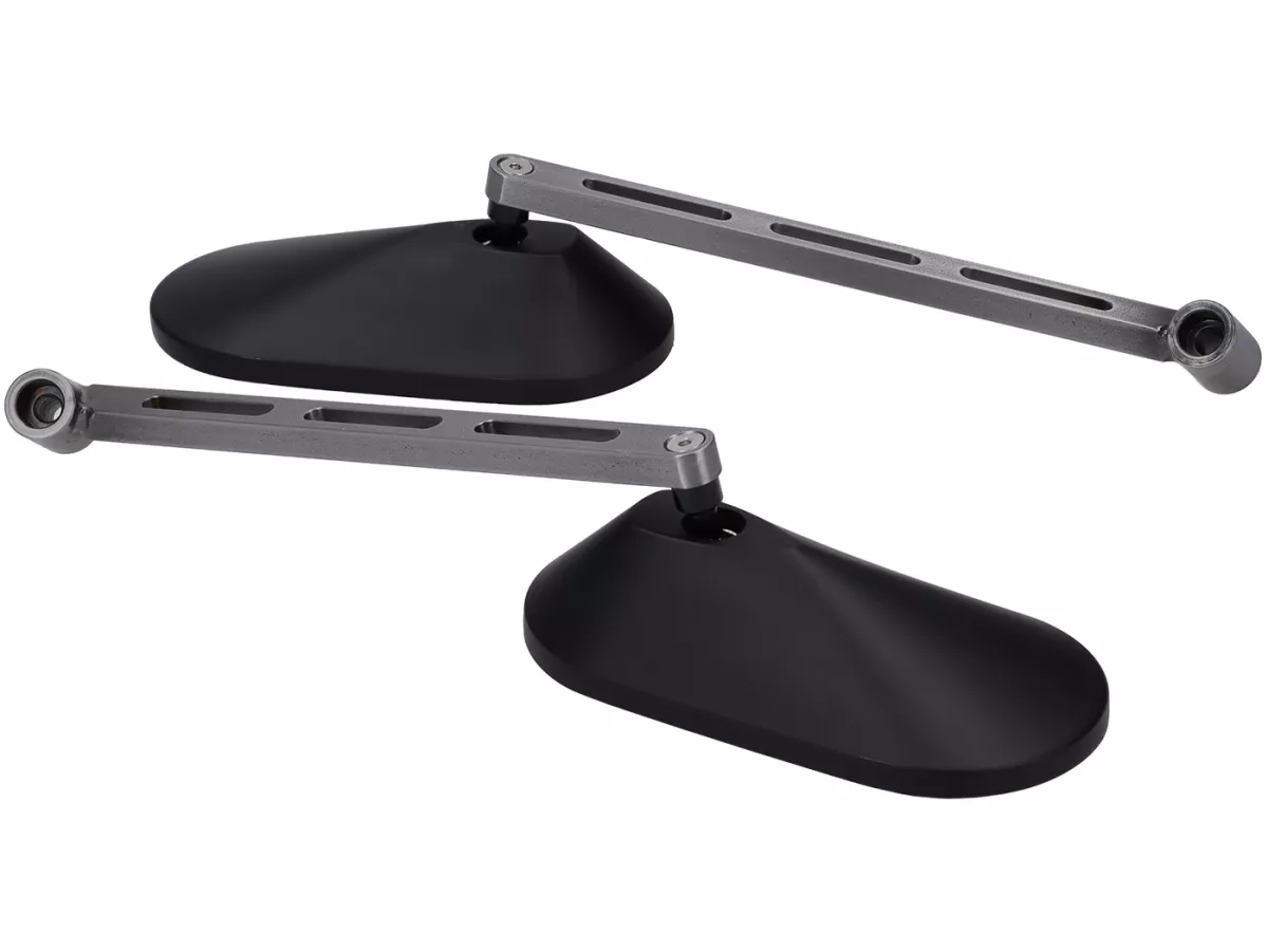 Set di specchietti sotto il manubrio -STD ScooterTec- Alluminio CNC per Royal Alloy GT, GP, TG - Materiale/colore: acciaio lucidato, superficie verniciata