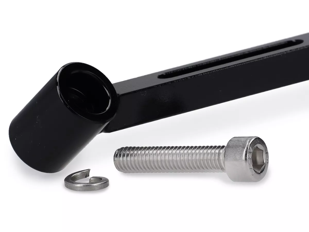 Spegelsats under styret -STD ScooterTec- Aluminium CNC för Royal Alloy GT, GP, TG - Material/färg: stål, blank svartlackerad yta