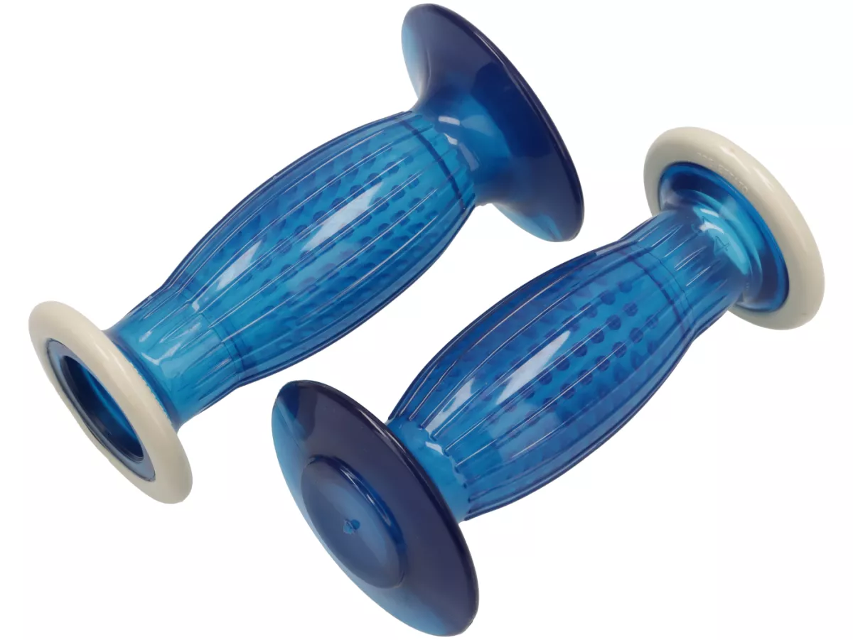 Handvatten Lambretta Mod. Biemme -SECURIT ANTIVIBRANTE- Lambretta serie 3, lui 50 CL, lui 75 S, SL - diameter 24mm - blauw transparant