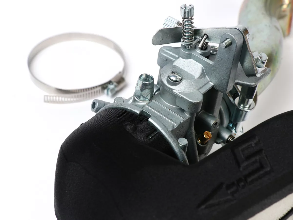 Vergaserkit -SHBC 20/20mm mit SILTECH Airbox- Vespa PK125 ETS - auch als Tuning für PK50 XL (V5X3T,1985-1990) inkl. 3-Loch Ansaugstutzen)
