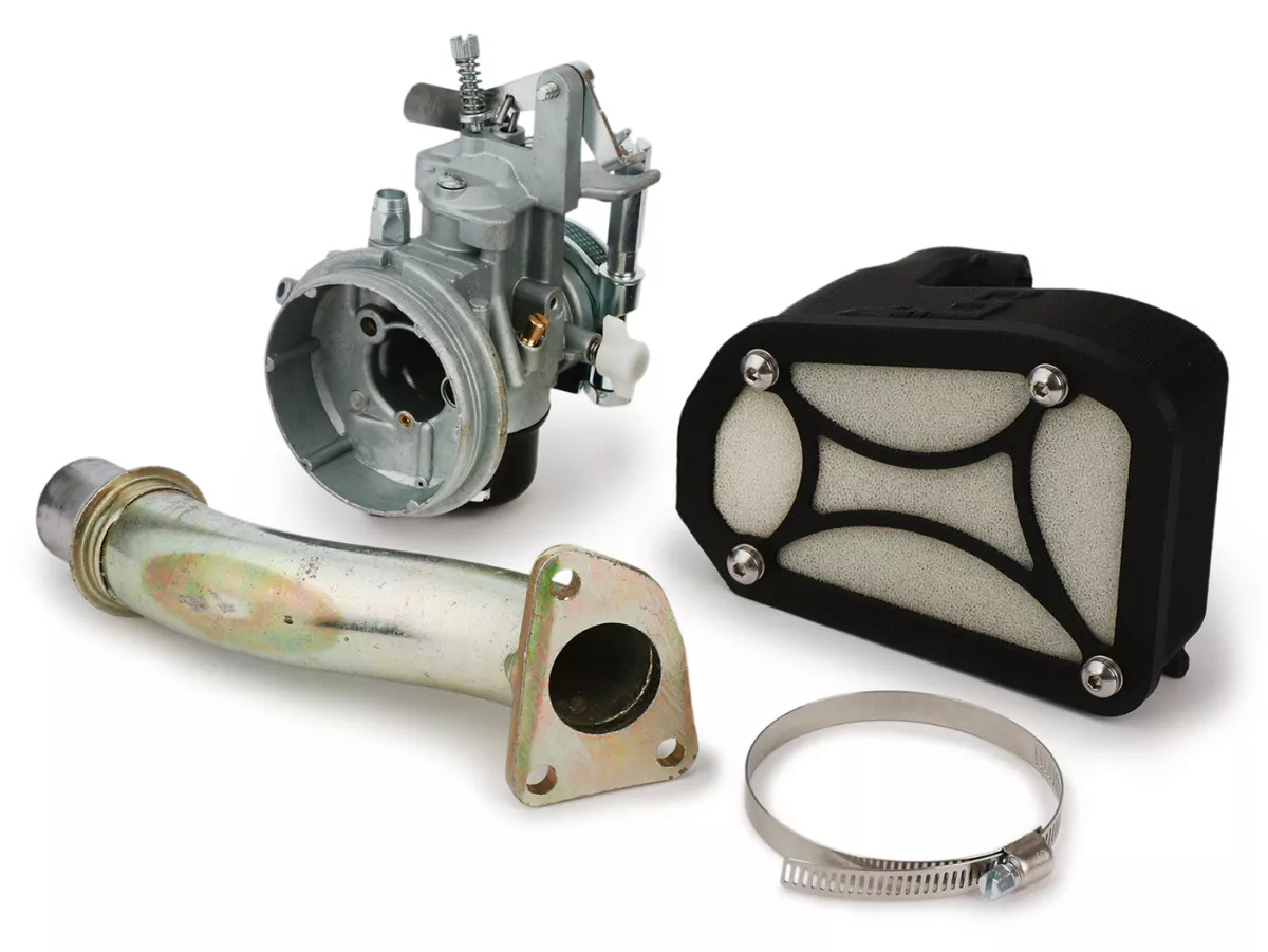 Vergaserkit -SHBC 20/20mm mit SILTECH Airbox- Vespa PK125 ETS - auch als Tuning für PK50 XL (V5X3T,1985-1990) inkl. 3-Loch Ansaugstutzen)