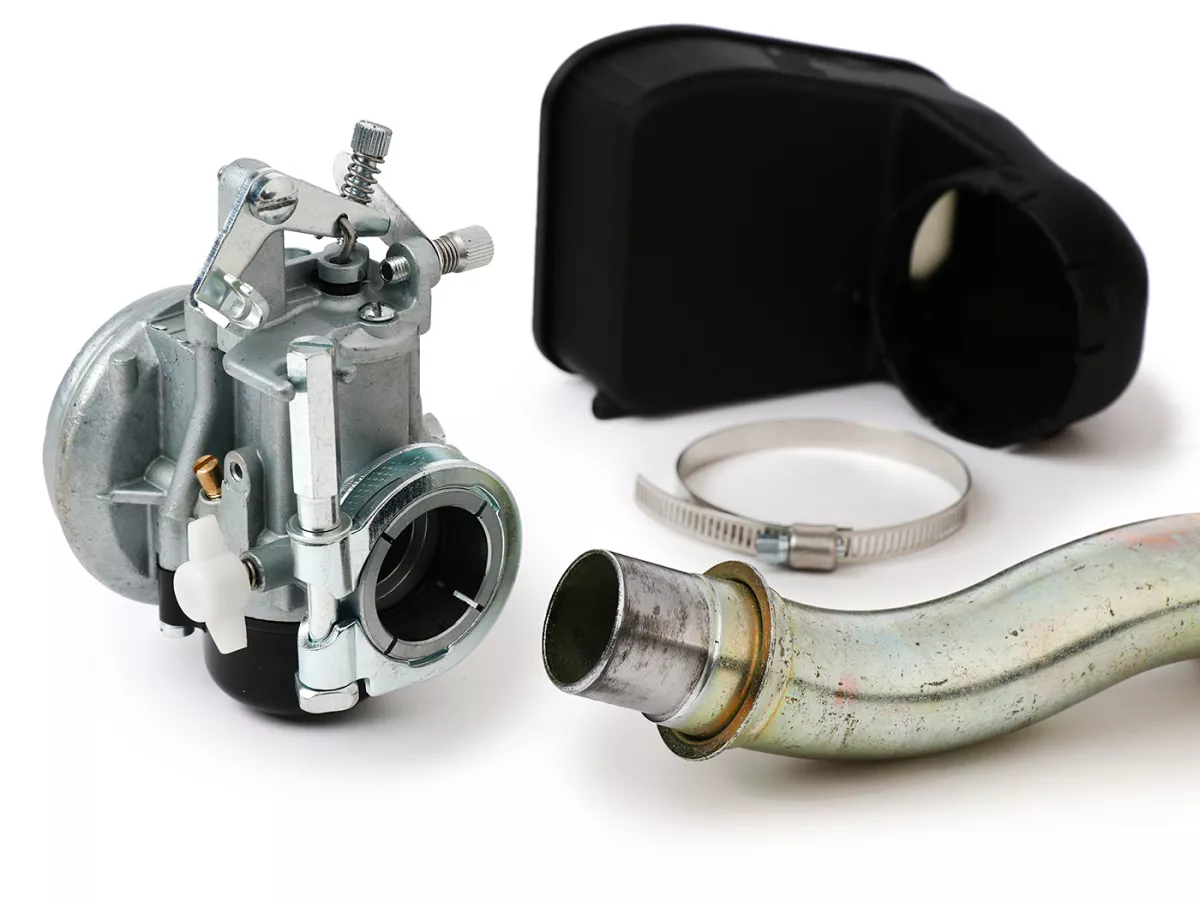 Vergaserkit -SHBC 20/20mm mit SILTECH Airbox- Vespa PK125 ETS - auch als Tuning für PK50 XL (V5X3T,1985-1990) inkl. 3-Loch Ansaugstutzen)
