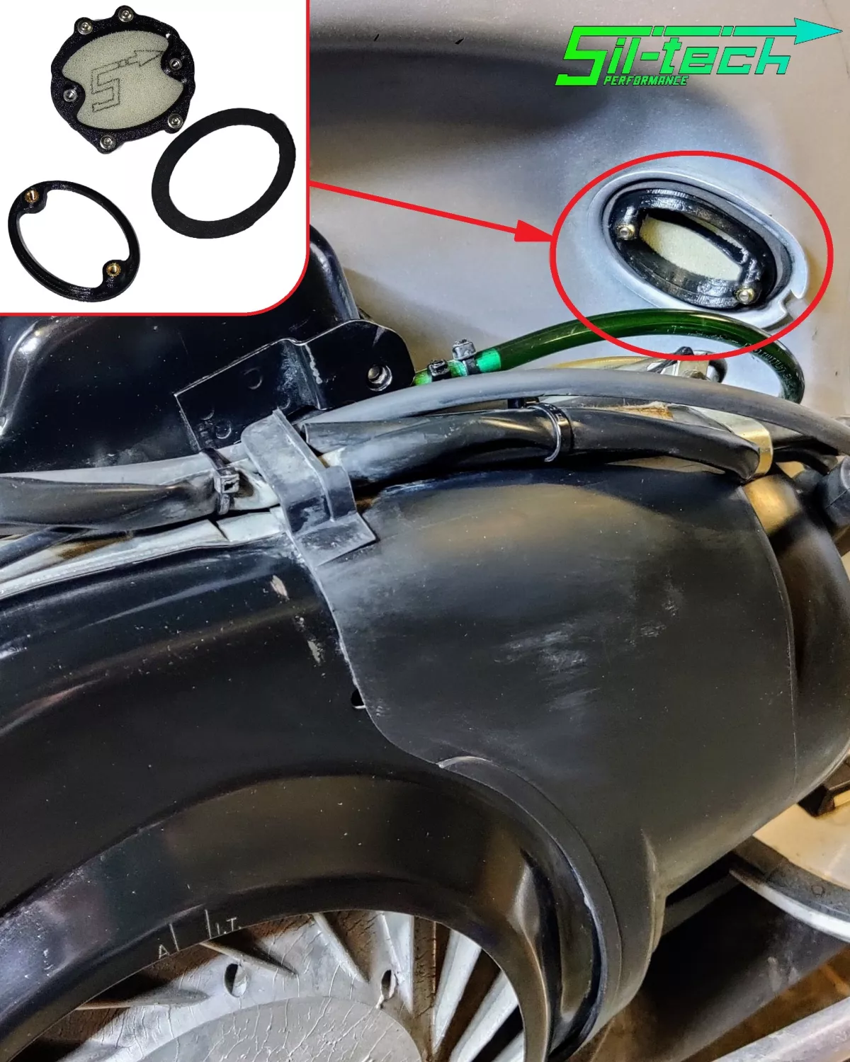 Filtro de aire adicional -SIL-TECH PERFORMANCE- Vespa Largeframe- adecuado para p. ej. Vespa GT/GTR/TS125, Sprint 150/Veloce Rally 180/200