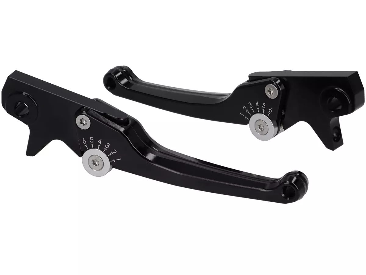 Set leva freno -SPIEGLER- Vespa GTS 125-310 Keyless Basic, Super, Super Sport, Super Tech - regolabile - nero / argento