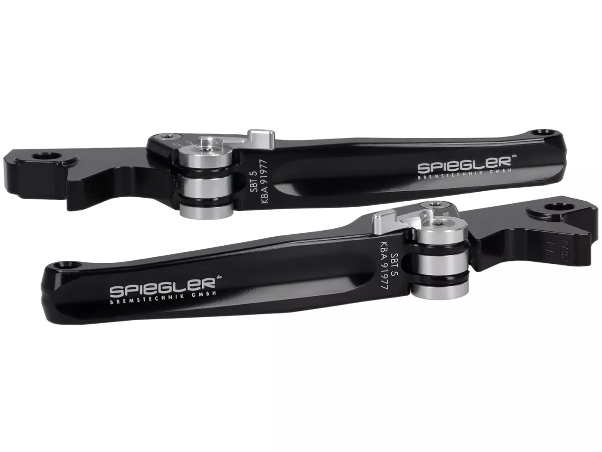 Set leva freno -SPIEGLER- Vespa GTS 125-310 Keyless Basic, Super, Super Sport, Super Tech - regolabile - nero / argento