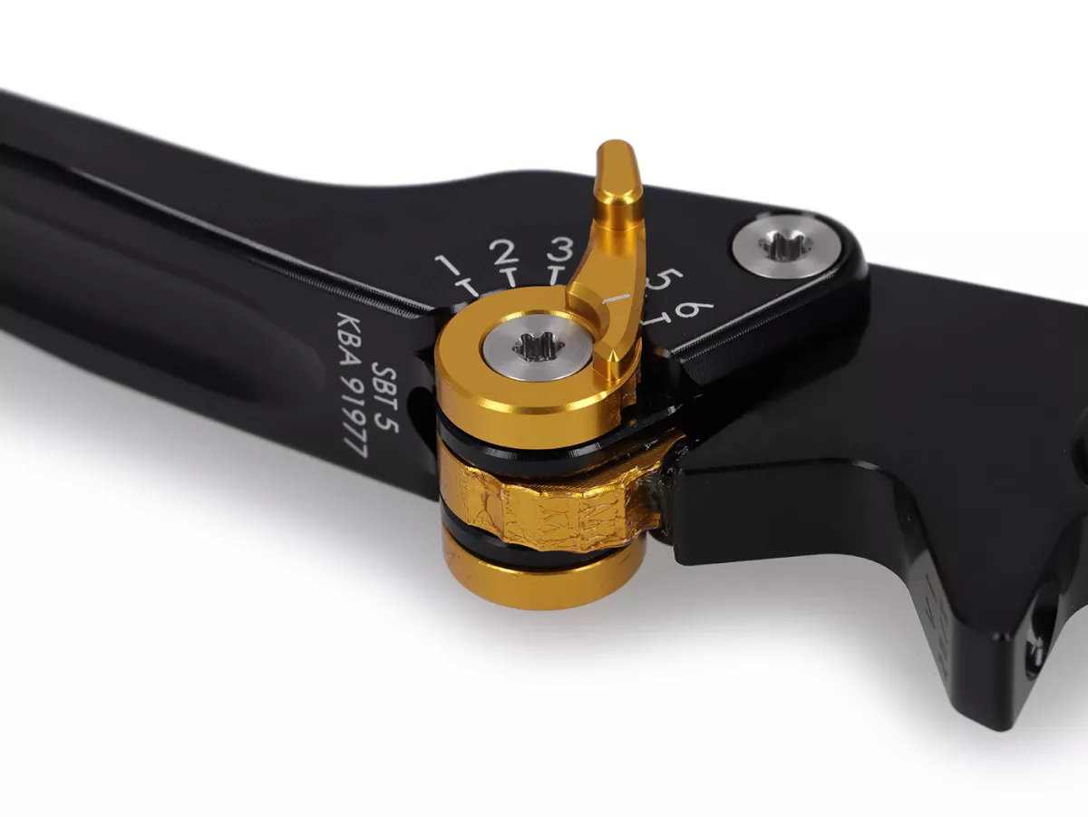 Set leva freno -SPIEGLER- Vespa GTS 125-310 Keyless Basic, Super, Super Sport, Super Tech - regolabile - nero / oro