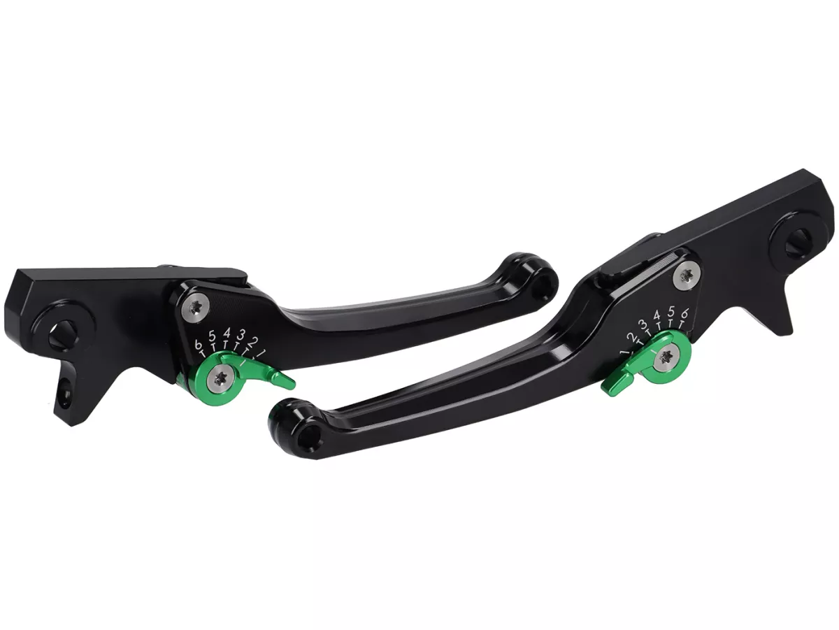 Set leva freno -SPIEGLER- Vespa GTS 125-310 Keyless Basic, Super, Super Sport, Super Tech - regolabile - nero / verde