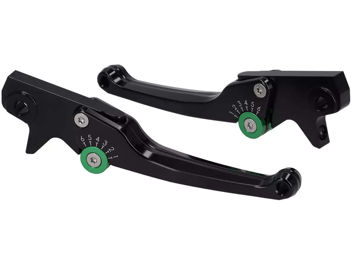 Set leva freno -SPIEGLER- Vespa GTS 125-310 Keyless Basic, Super, Super Sport, Super Tech - regolabile - nero / verde
