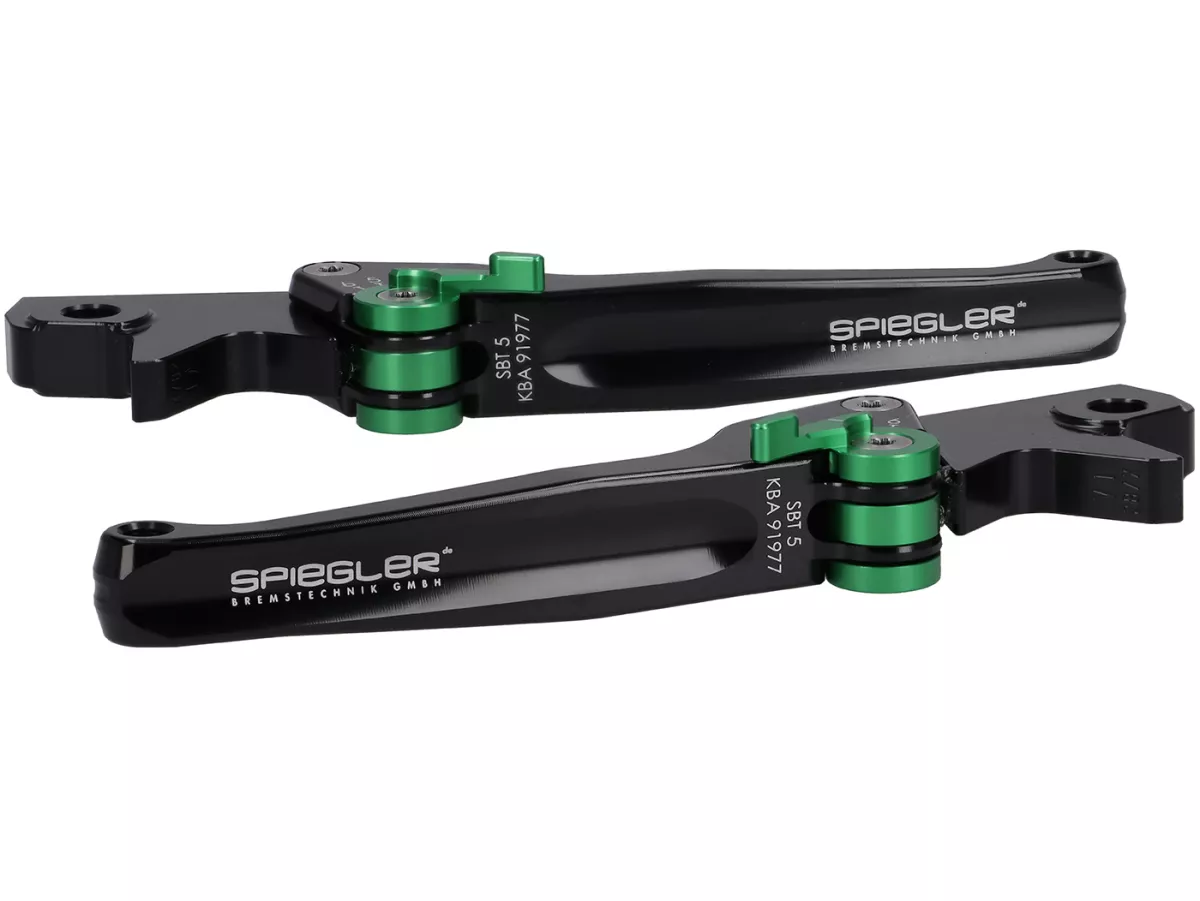 Set leva freno -SPIEGLER- Vespa GTS 125-310 Keyless Basic, Super, Super Sport, Super Tech - regolabile - nero / verde